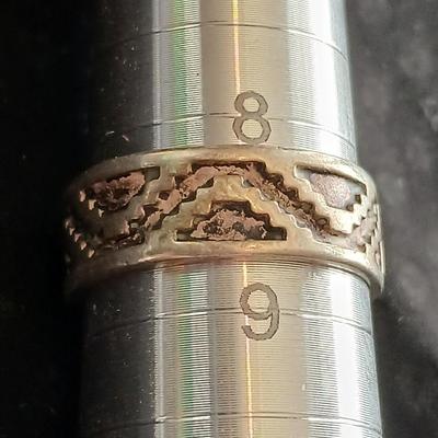 Vintage, Southwestern Style, James Rogers, J. R. Silversmiths, 925 Sterling Silver ring - size 8.5