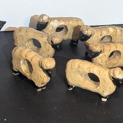 Vintage Cow & Sheep Hand Painted Napkin Holders