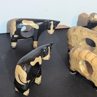 Vintage Cow & Sheep Hand Painted Napkin Holders