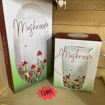 G144-Adorable Mushroom Platter and Pitcher