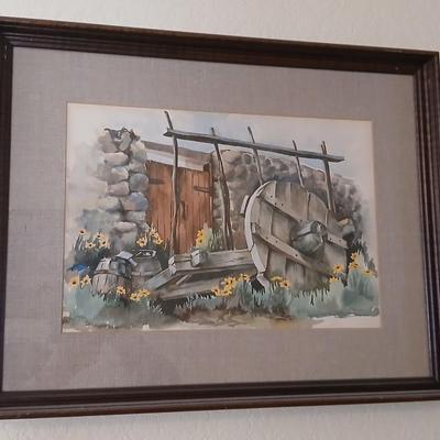 Original watercolor Signed R. Rowdon - Country scene