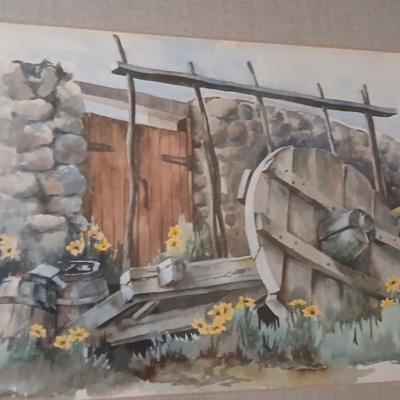 Original watercolor Signed R. Rowdon - Country scene