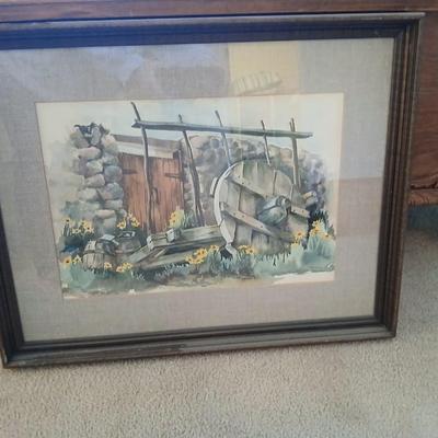 Original watercolor Signed R. Rowdon - Country scene