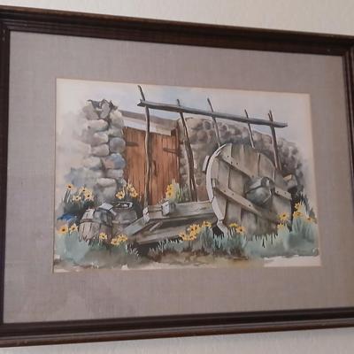 Original watercolor Signed R. Rowdon - Country scene