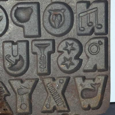 Vintage John Wright Cast Iron Alphabet Cookie Mold