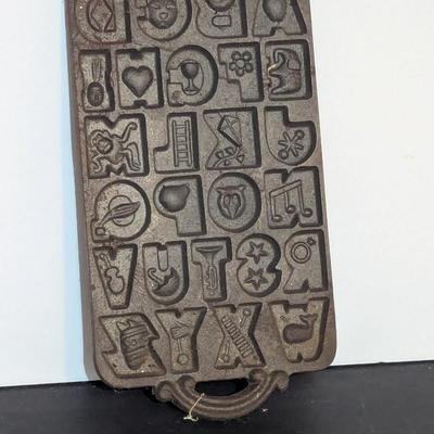 Vintage John Wright Cast Iron Alphabet Cookie Mold