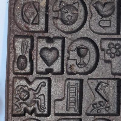 Vintage John Wright Cast Iron Alphabet Cookie Mold