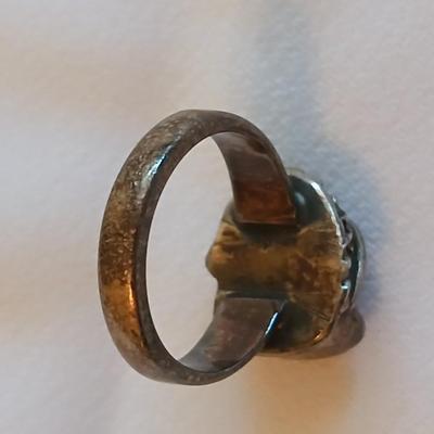 Navajo Handmade Ring 925 Silver Natural Mediterranean Coral setting - Size 5