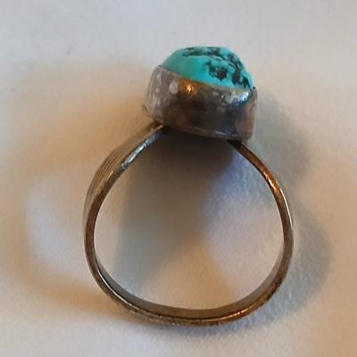 Sterling Silver Turquoise Native ring with unique band