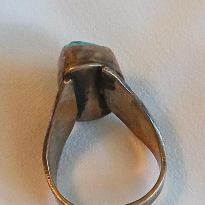Sterling Silver Turquoise Native ring with unique band