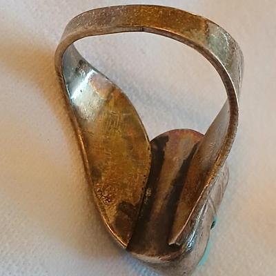 Sterling Silver Turquoise Native ring with unique band