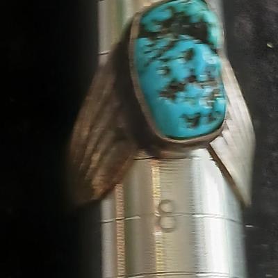 Sterling Silver Turquoise Native ring with unique band