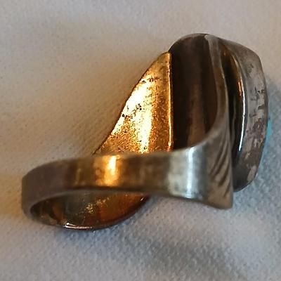 Sterling Silver Turquoise Native ring with unique band