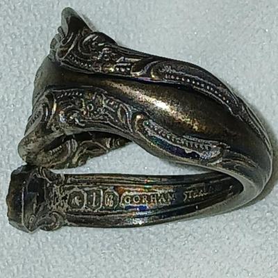 Sterling Silver Vintage spoon ring handmade ring from a spoon Gorham sterling marked - size 5