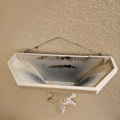 White framed mirror with Candle sconce and wall pocket MCM era