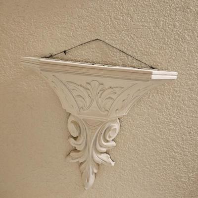 White framed mirror with Candle sconce and wall pocket MCM era