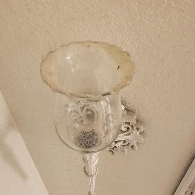 White framed mirror with Candle sconce and wall pocket MCM era