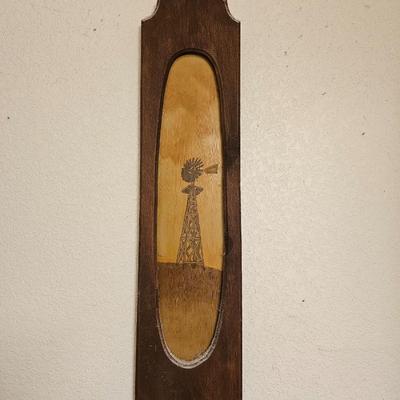 Windmill Hand painted on wood picture with dried floral baskets and vases