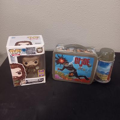 NIB FUNKO POP! "AQUAMAN" & NEW GI JOE LIMITED EDITION SMALLER LUNCH BOX W/THERMOS