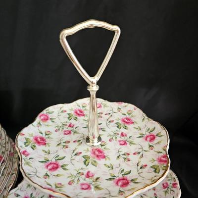 Vintage George Z. Lefton Hand Painted "Rose Chintz 658R" Dinnerware set - Made in Japan - 1949 to 1955