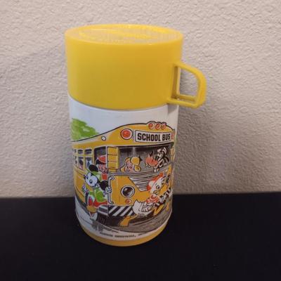 VINTAGE ALADDIN MICKEY MOUSE THERMOS & A PLUSH MICKEY MOUSE "PIRATES OF THE CARIBBEAN"