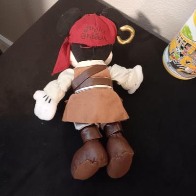 VINTAGE ALADDIN MICKEY MOUSE THERMOS & A PLUSH MICKEY MOUSE "PIRATES OF THE CARIBBEAN"
