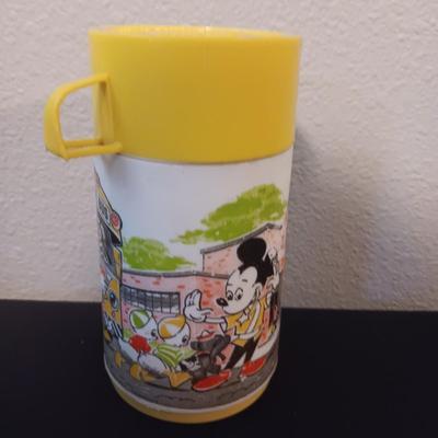 VINTAGE ALADDIN MICKEY MOUSE THERMOS & A PLUSH MICKEY MOUSE "PIRATES OF THE CARIBBEAN"