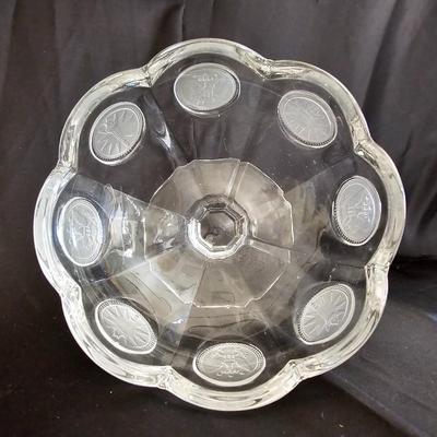 Three pieces of Fostoria glassware candy dish and Fostoria crystal pedestal dish and Fostoria Ashtray