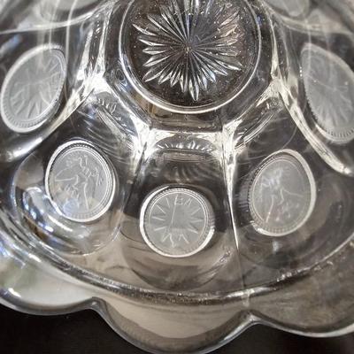 Three pieces of Fostoria glassware candy dish and Fostoria crystal pedestal dish and Fostoria Ashtray