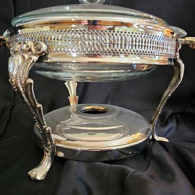 Vintage Raised Silver Serving Casserole Dish with an Oneida tray