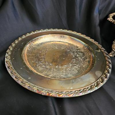 Silver Plated Oneida Chafer Buffet Set Dish Stand Food Warmer Serve ware with covered butter dish and 9" platter