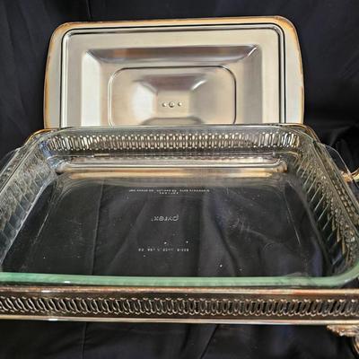 Silver Plated Oneida Chafer Buffet Set Dish Stand Food Warmer Serve ware with covered butter dish and 9" platter