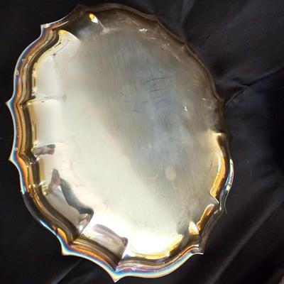 Antique Old International Silver Company 8149 IS Antelope Silverplate Nut Bowl with several silverplate trays