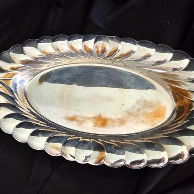 Antique Old International Silver Company 8149 IS Antelope Silverplate Nut Bowl with several silverplate trays