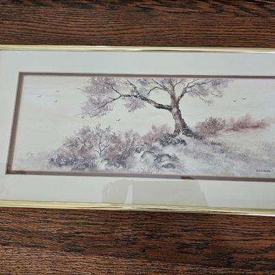 Two framed artworks - " Just before Twilight" by Bruce Dines and numbered & signed " Good Morning" by Sandy Schlagel