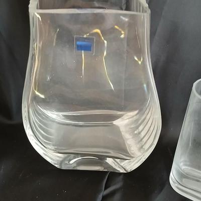 Two glass vases and a crystal ashtray - Tuscany Crystal Handcrafted Romania Art vase
