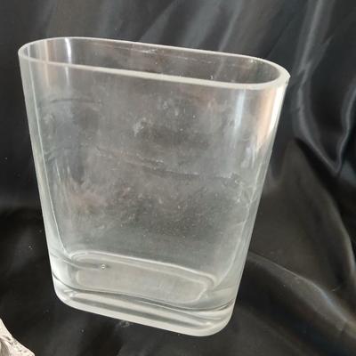 Two glass vases and a crystal ashtray - Tuscany Crystal Handcrafted Romania Art vase