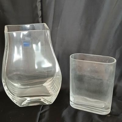 Two glass vases and a crystal ashtray - Tuscany Crystal Handcrafted Romania Art vase