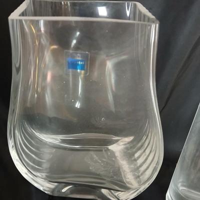 Two glass vases and a crystal ashtray - Tuscany Crystal Handcrafted Romania Art vase