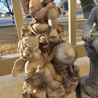 Two Resin angel yard art statues - Angel - Fairy - gazing ball -