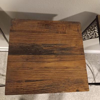 DECORATIVE METAL PLANT STANDS/SIDE TABLES WITH A WOOD LIKE TOP