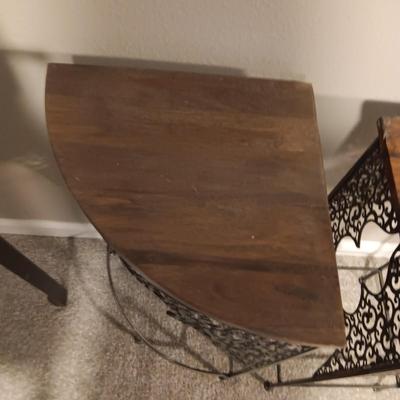 DECORATIVE METAL PLANT STANDS/SIDE TABLES WITH A WOOD LIKE TOP