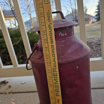 Rare antique milk can / ash pail with handled bail and lid - Very neat!