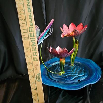 Electric flower garden fountain with TY dolphin and a mermaid