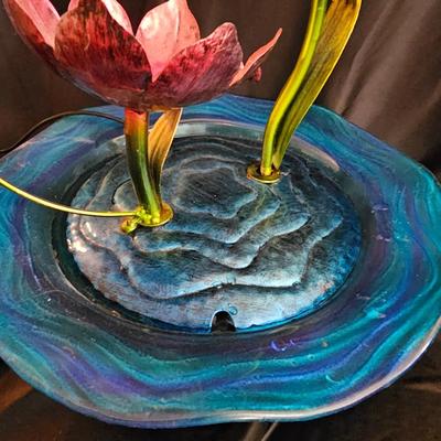 Electric flower garden fountain with TY dolphin and a mermaid