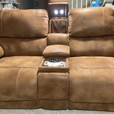 LIKE NEW FRANKLIN QUALITY POWER DOUBLE RECLINERS & CHAISE LOUNGE WITH MASSAGE