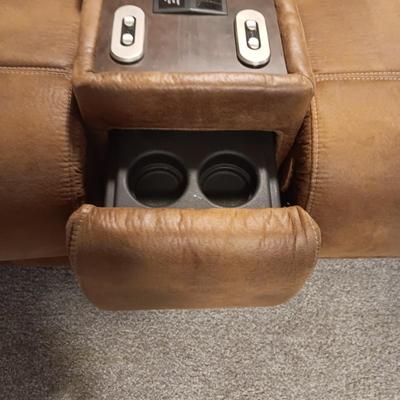 LIKE NEW FRANKLIN QUALITY POWER DOUBLE RECLINERS & CHAISE LOUNGE WITH MASSAGE