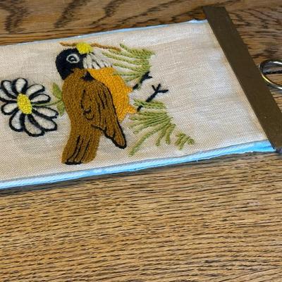 Needlepoint Bird and Flower Bell Pulls