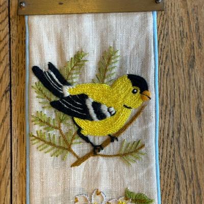 Needlepoint Bird and Flower Bell Pulls