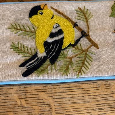 Needlepoint Bird and Flower Bell Pulls